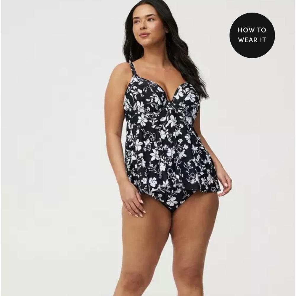 torrid Black & White Floral tankini